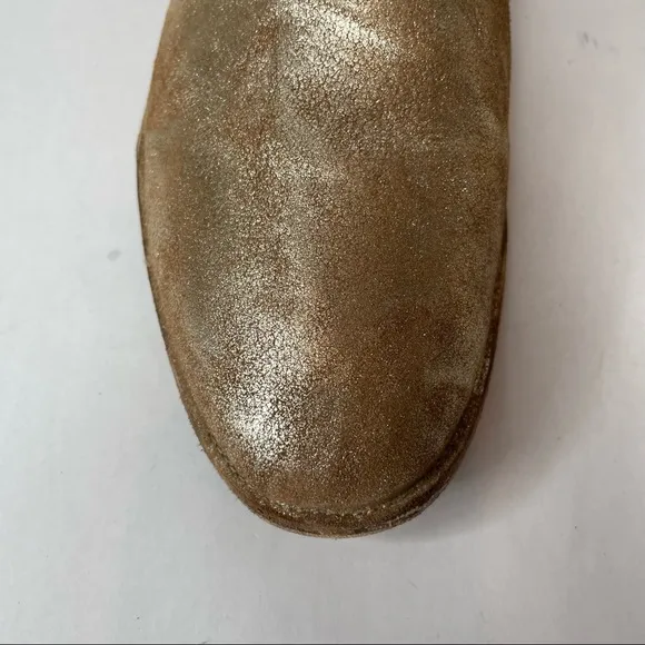 Trask Ali Metallic Gold Leather Flat Loafers Size 11