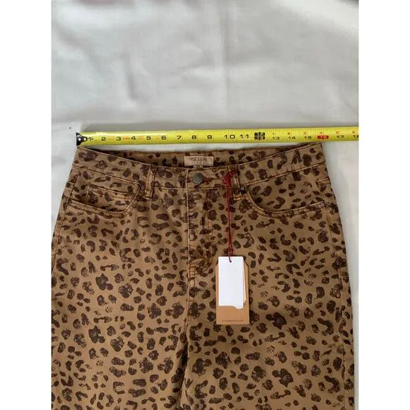 TRU LUXE leopard print hi waist straight jean in brown animal‎ print NWT size 10