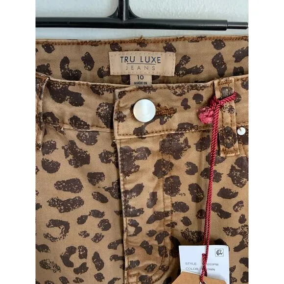TRU LUXE leopard print hi waist straight jean in brown animal‎ print NWT size 10