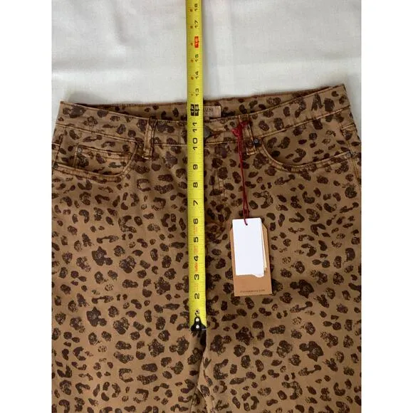 TRU LUXE leopard print hi waist straight jean in brown animal‎ print NWT size 10