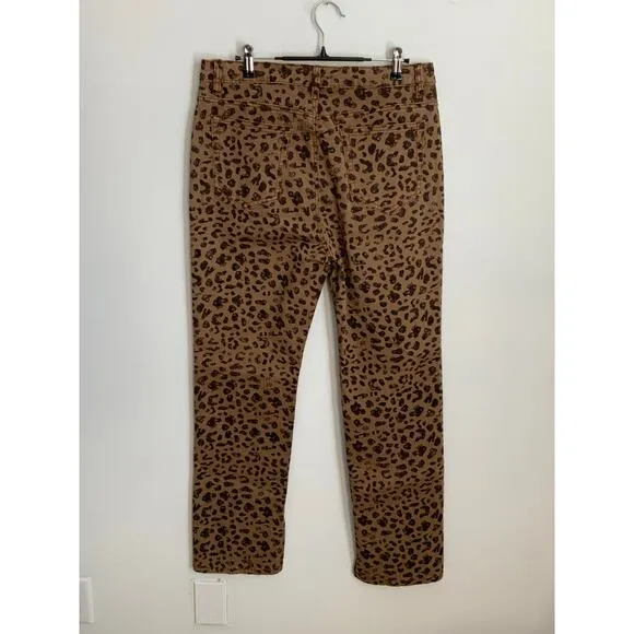 TRU LUXE leopard print hi waist straight jean in brown animal‎ print NWT size 10