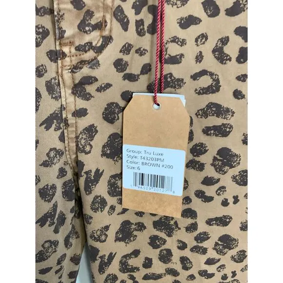 TRU LUXE leopard print hi waist straight jean in brown animal print NWT‎ size 8