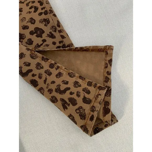 TRU LUXE leopard print hi waist straight jean in brown animal print NWT‎ size 8