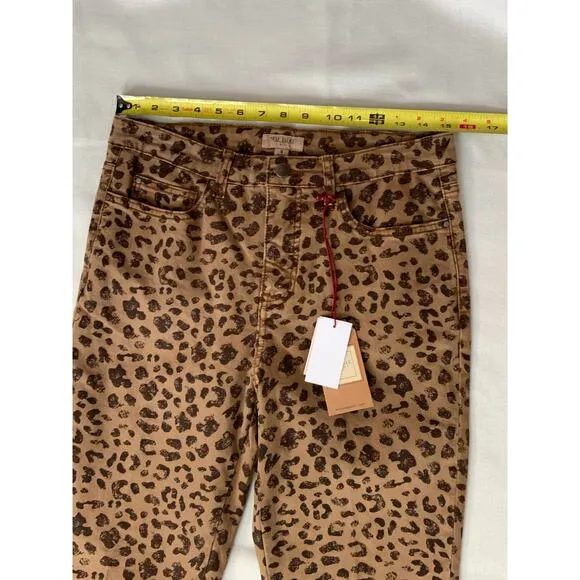 TRU LUXE leopard print hi waist straight jean in brown animal print NWT‎ size 8