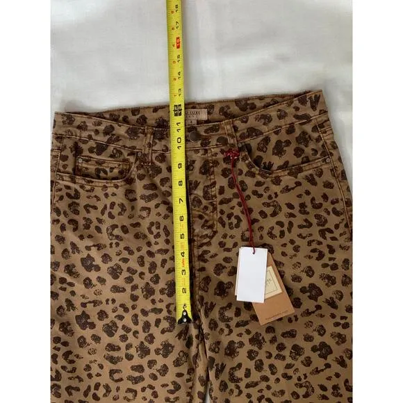 TRU LUXE leopard print hi waist straight jean in brown animal print NWT‎ size 8