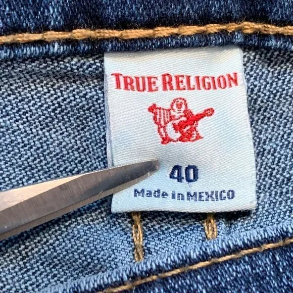 True Religion Geno Jeans Medium Wash Relaxed Slim Cotton Stretch Denim 40