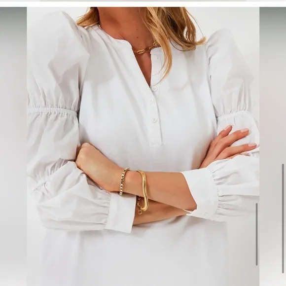 Tuckernuck Hyacinth House White Poplin Long Sleeve Willa Mini Knit NWT