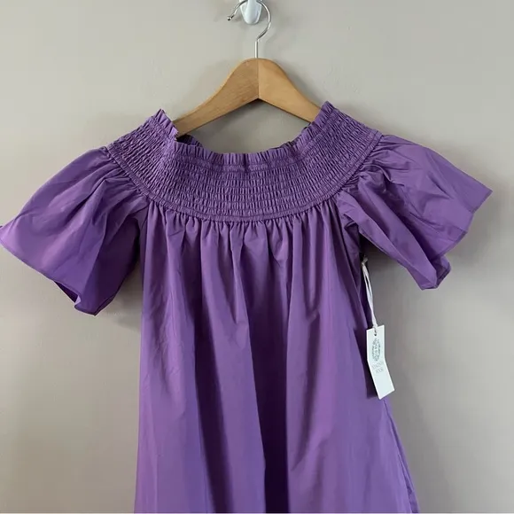 Tuckernuck Shirred capri off shoulder midi dress Ladies size xxs Purple