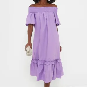 Tuckernuck Shirred capri off shoulder midi dress Ladies size xxs Purple