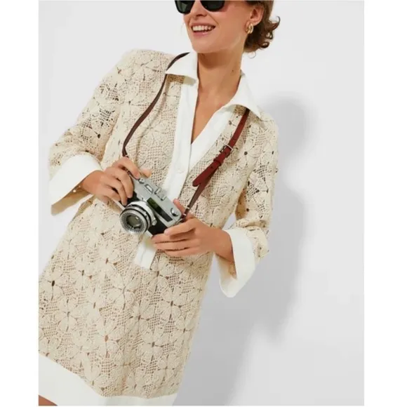 TUCKERNUCK Tan Crochet Collier Dress
