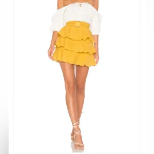 Tularosa Flora Belted Skirt mustard color ruffles size small