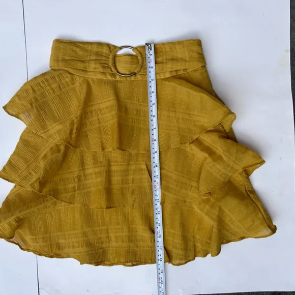 Tularosa Flora Belted Skirt mustard color ruffles size small