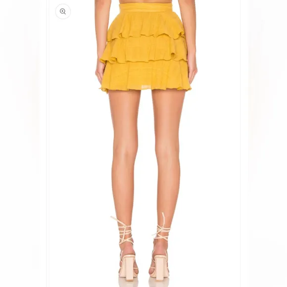Tularosa Flora Belted Skirt mustard color ruffles size small