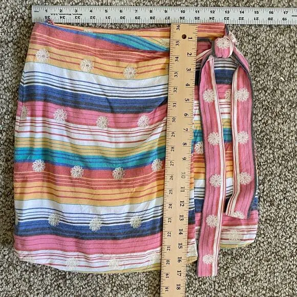 Tularosa Virginia Skirt Size XS Pink White Mini Wrap Stripe Vacation Revolve