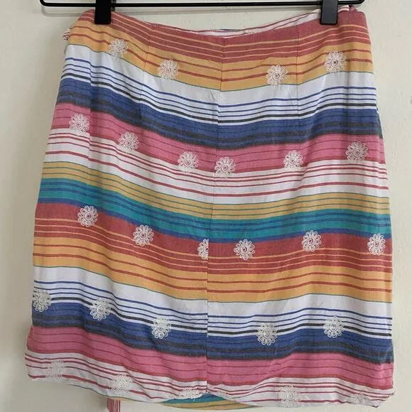 Tularosa Virginia Skirt Size XS Pink White Mini Wrap Stripe Vacation Revolve