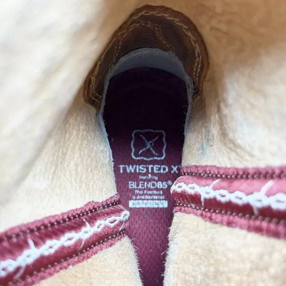 Twisted X Brown Leather Western Boots Women's Size 7.5 EUC Pull On Pointy Toe