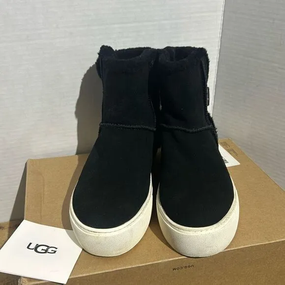 UGG aika black suede boots slip on sneaker‎ boots lined comfort warmth