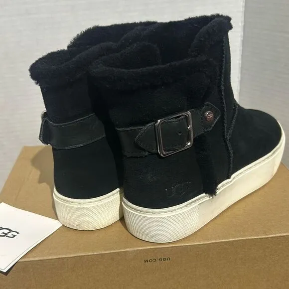 UGG aika black suede boots slip on sneaker‎ boots lined comfort warmth