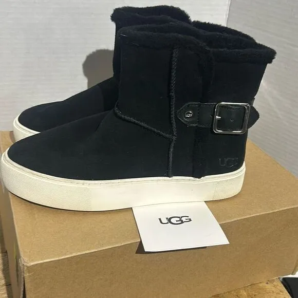 UGG aika black suede boots slip on sneaker‎ boots lined comfort warmth
