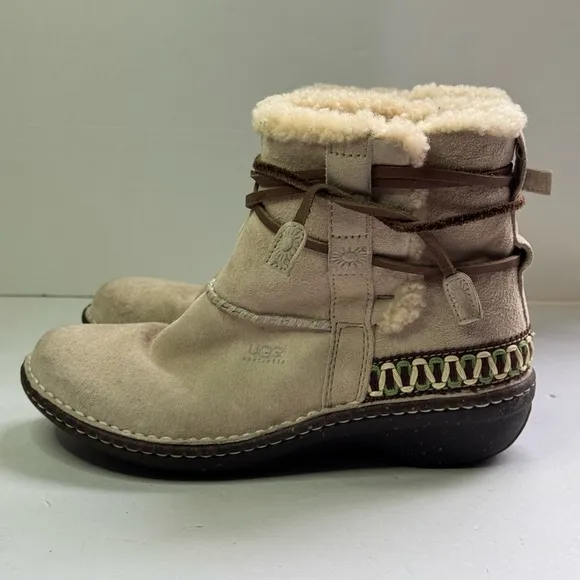 Ugg Allegheny Beige Suede Boots Leather laces suede upper Womens 7US