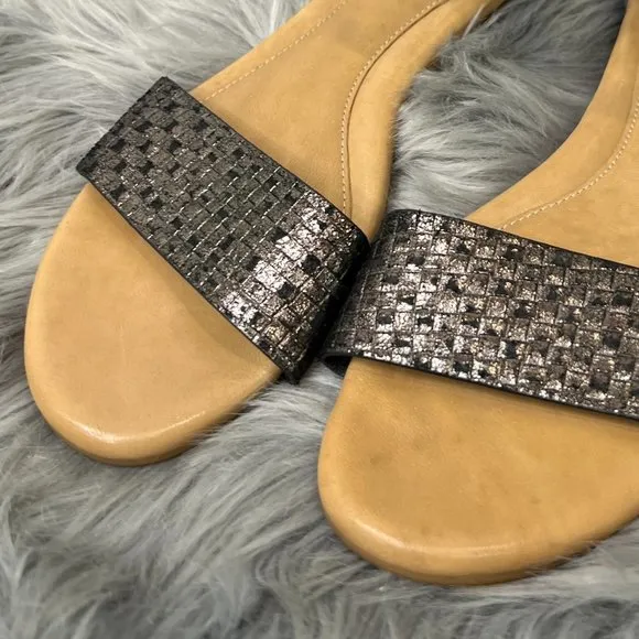 UGG Australia Ankle Wrap Gladiator Open Toe Flat Sandals Black Metallic Size 8.5