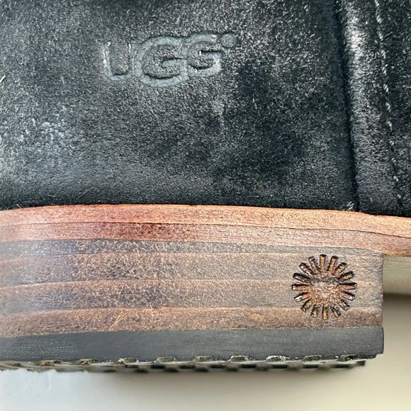 UGG Australia Annisa‎ Suede Leather Genuine Sheep Skin Black Boots