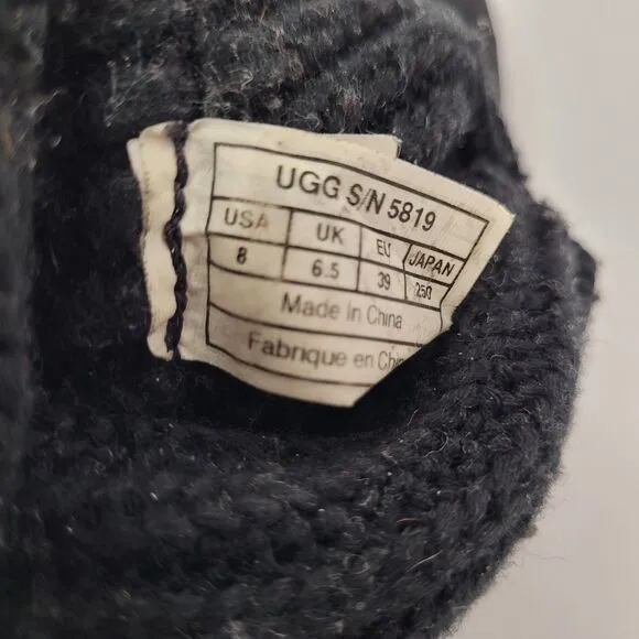 UGG Australia  Cardy Tall Boots Black Classic Knit Womens Size 8