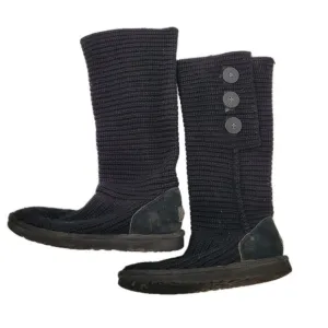 UGG Australia  Cardy Tall Boots Black Classic Knit Womens Size 8
