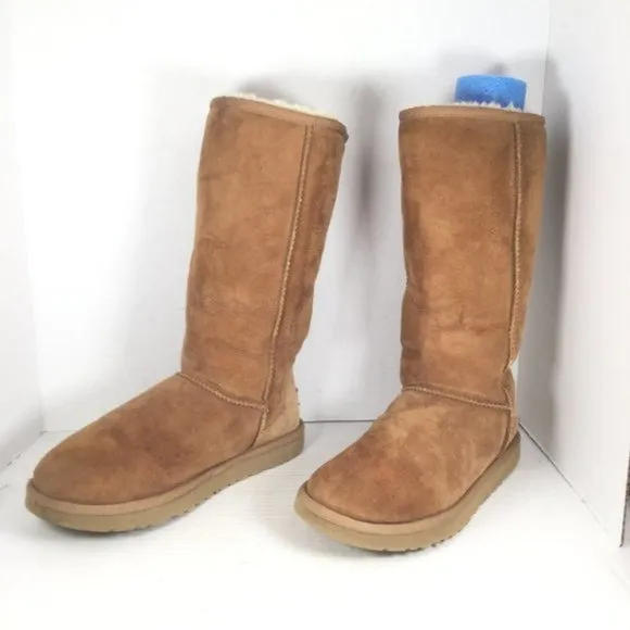 UGG Australia Classic Tall 5815 Suede Leather Sheepskin BOOTS Chestnut US 8