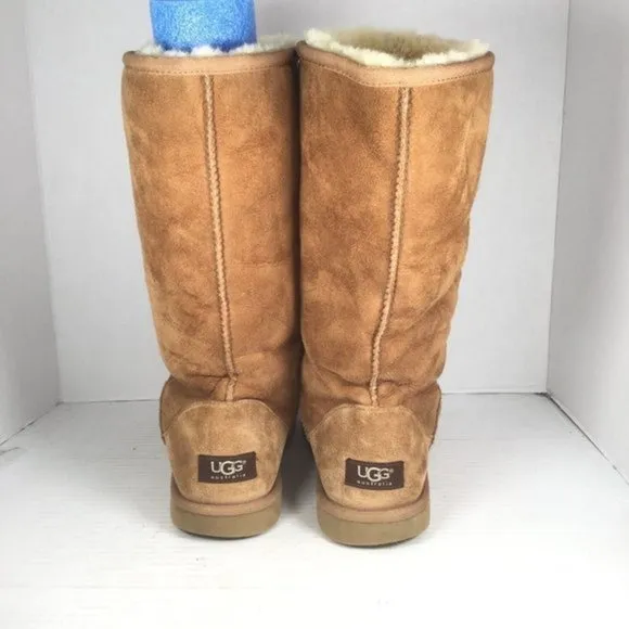 UGG Australia Classic Tall 5815 Suede Leather Sheepskin BOOTS Chestnut US 8