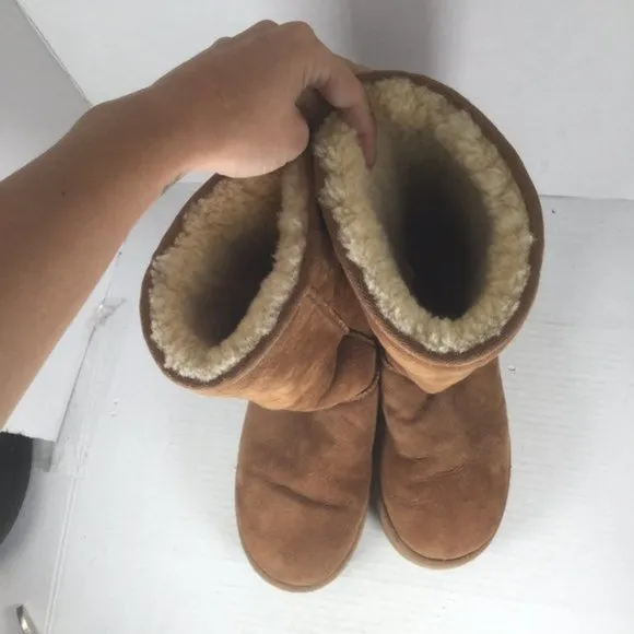 UGG Australia Classic Tall 5815 Suede Leather Sheepskin BOOTS Chestnut US 8