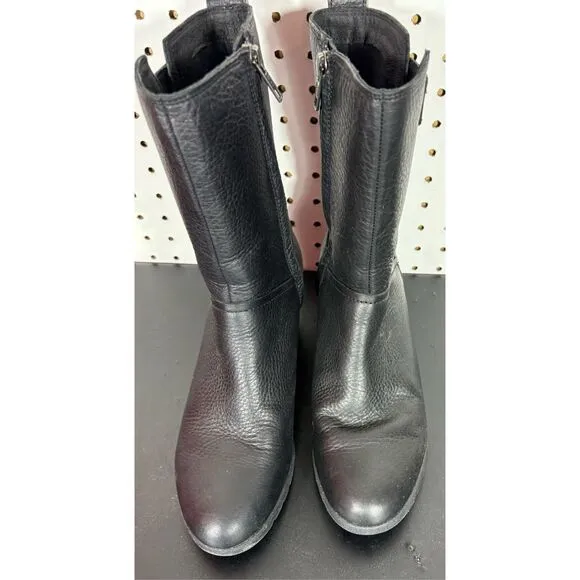 UGG® AUSTRALIA POTRERO BLACK LEATHER WEDGE BOOTS SIZE 7.5