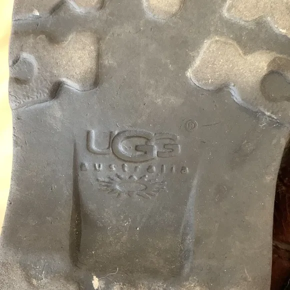 UGG Australia Riverton chocolate Brown Leather Suede Sheepskin-Lined Boots Sz 12