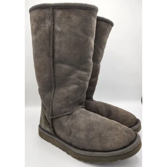 Ugg Australia Sz 9 Wmns Dark Brown 5815 Suede Boot Classic Tall Shearling Lined