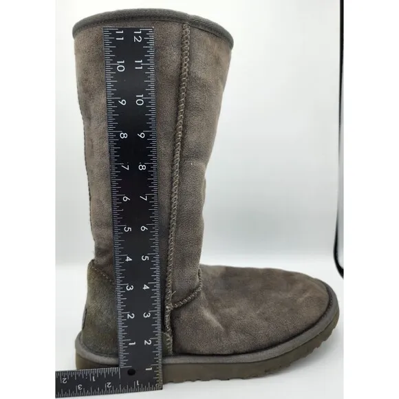 Ugg Australia Sz 9 Wmns Dark Brown 5815 Suede Boot Classic Tall Shearling Lined