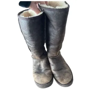Ugg Australia Women Classic Tall Bomber Sheepskin‎ Lined Brown Boots Womens 10