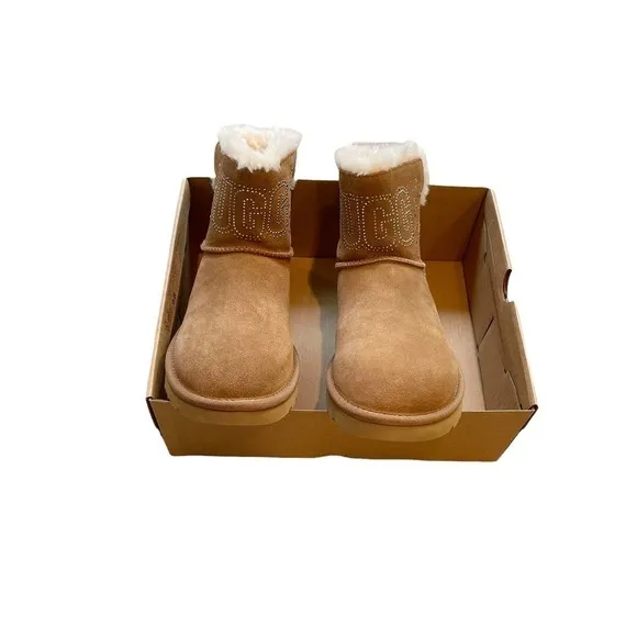 UGG Australia Women's Chestnut Classic Gem Lined Mini Boots Size 6 US