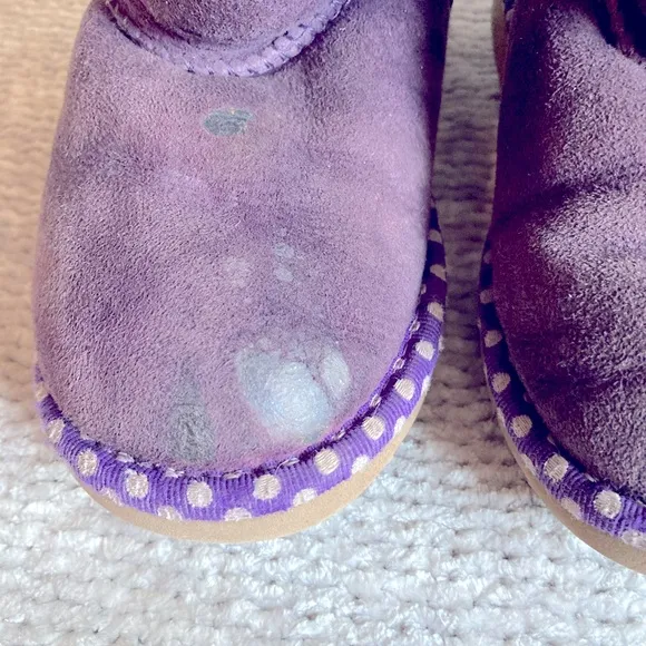 UGG Bailey Bows Boots Shearling Suede Polka Dots Girls 11