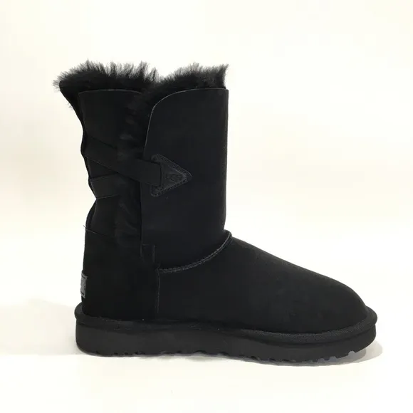 UGG Bailey Flex Classic Boots 1129790 -Black Suede /Sheepskin -US 7 -NEW