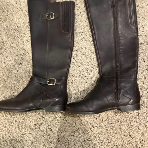 Ugg Beryl Brown Leather Buckle Zip Up Riding Boots 6