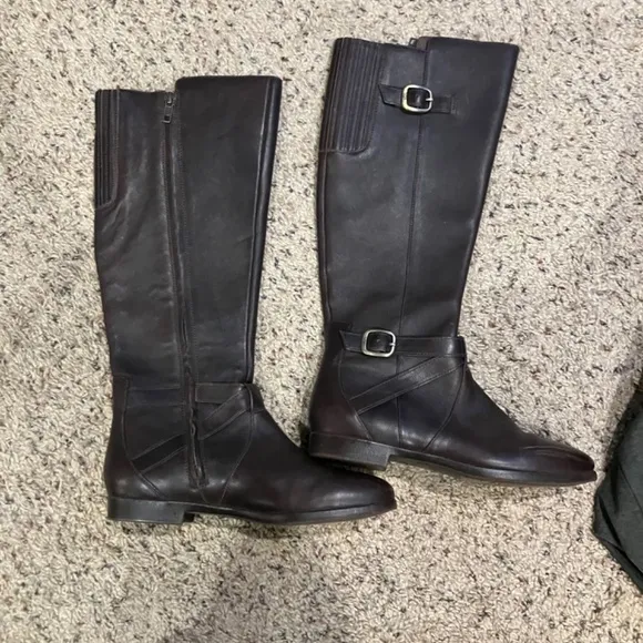 Ugg Beryl Brown Leather Buckle Zip Up Riding Boots 6