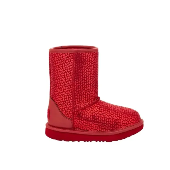 UGG Big Girl/Women’s Classic ll Gel Heart Boots Metallic Hearts Size 5