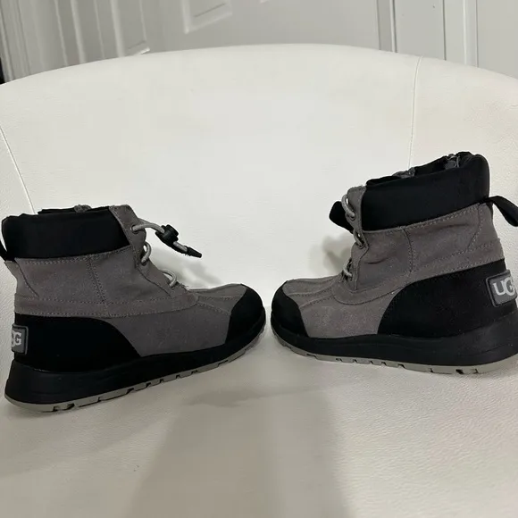 UGG Black and Gray Ankle Boots with Suede and Padded Cuff