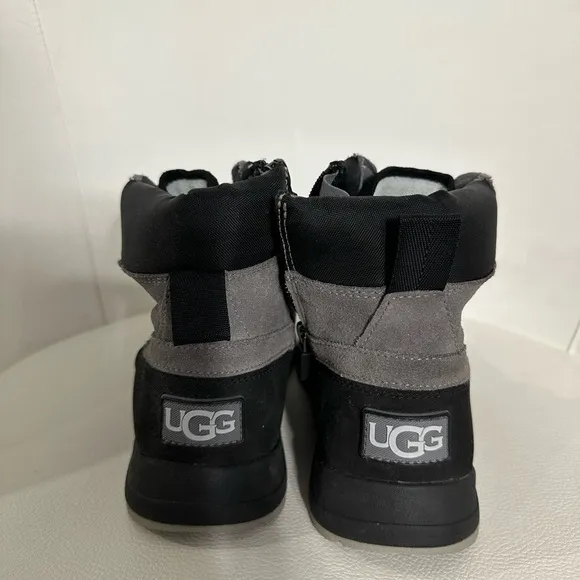 UGG Black and Gray Ankle Boots with Suede and Padded Cuff