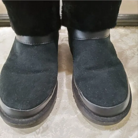 UGG Black Classic Leopard Lined Boots Size 6