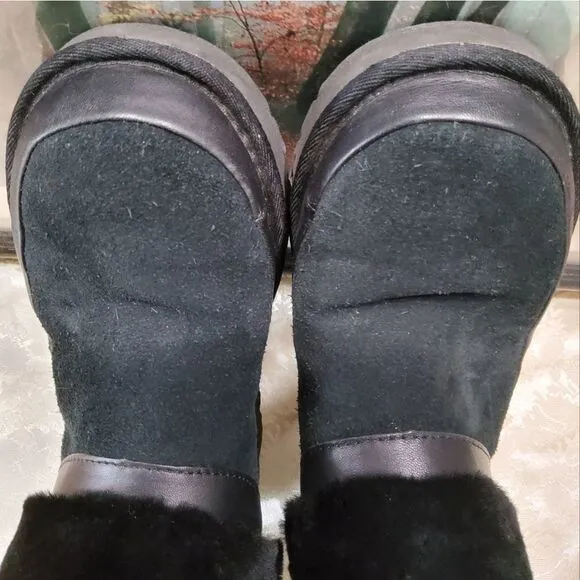 UGG Black Classic Leopard Lined Boots Size 6