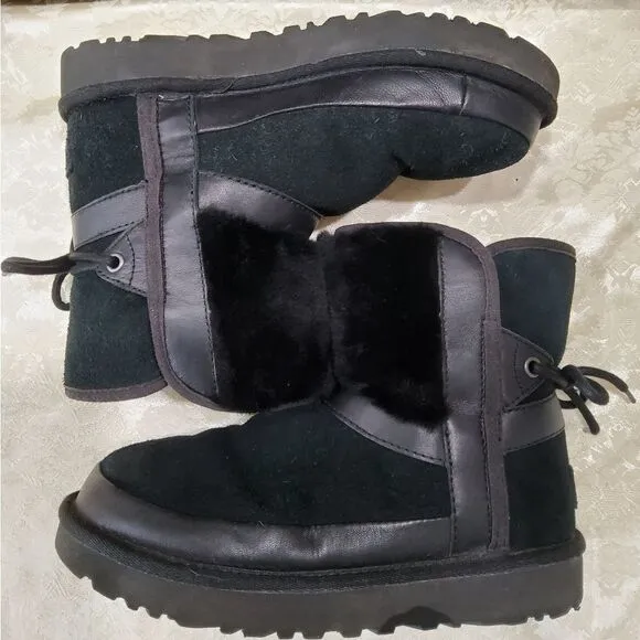 UGG Black Classic Leopard Lined Boots Size 6