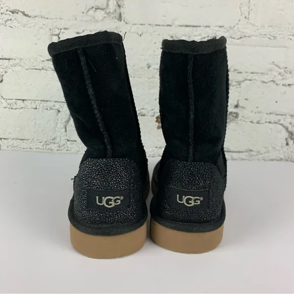 Ugg Black Classic Short Serein Sparkle Glitter 3Y
