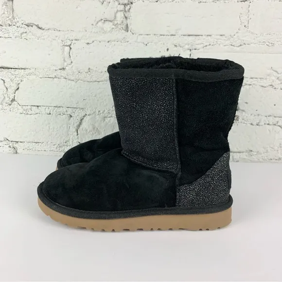 Ugg Black Classic Short Serein Sparkle Glitter 3Y