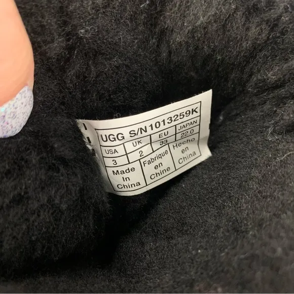 Ugg Black Classic Short Serein Sparkle Glitter 3Y